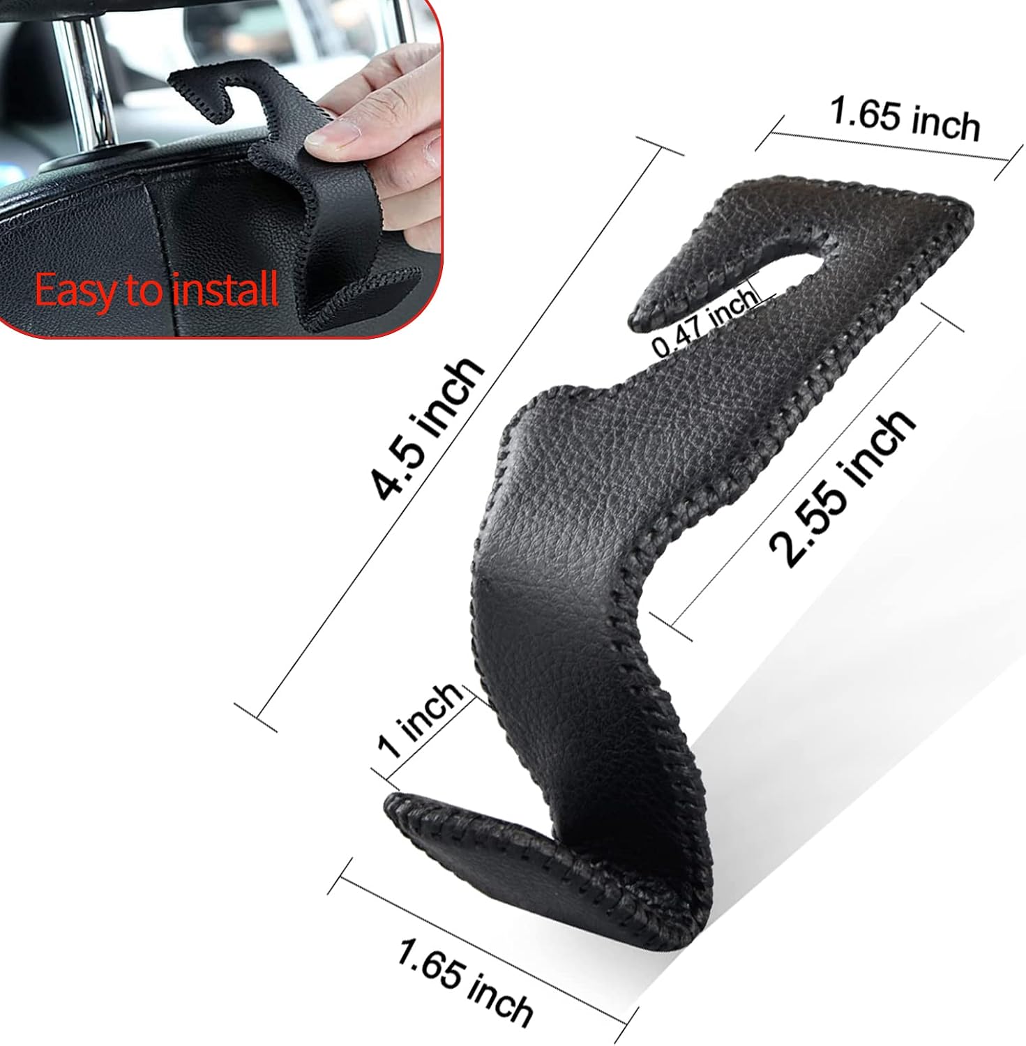 Microfibre Leather Alloy Headrest Purse Hook Set, 2-Pack - Image 2