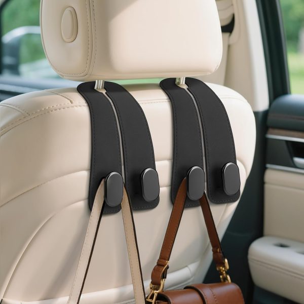 Leather Car Headrest Purse Hook Set, 2-Pack