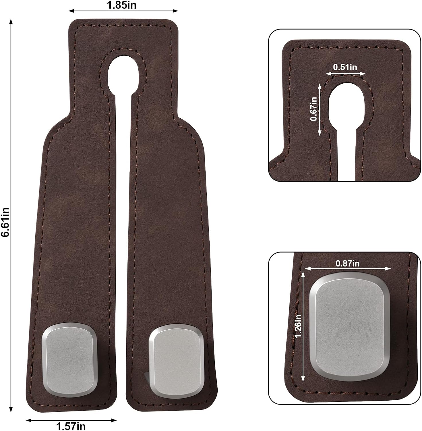 Suede Metal Car Seat-Back Hanger Set, Brown - Image 2