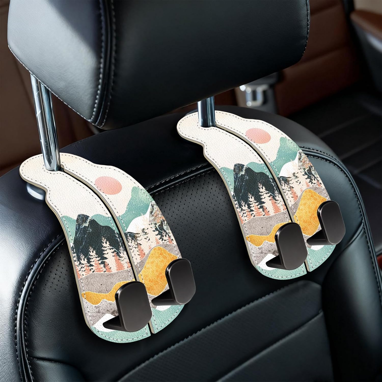 Sunrise Print Car Headrest Hook Set, 2-Pack