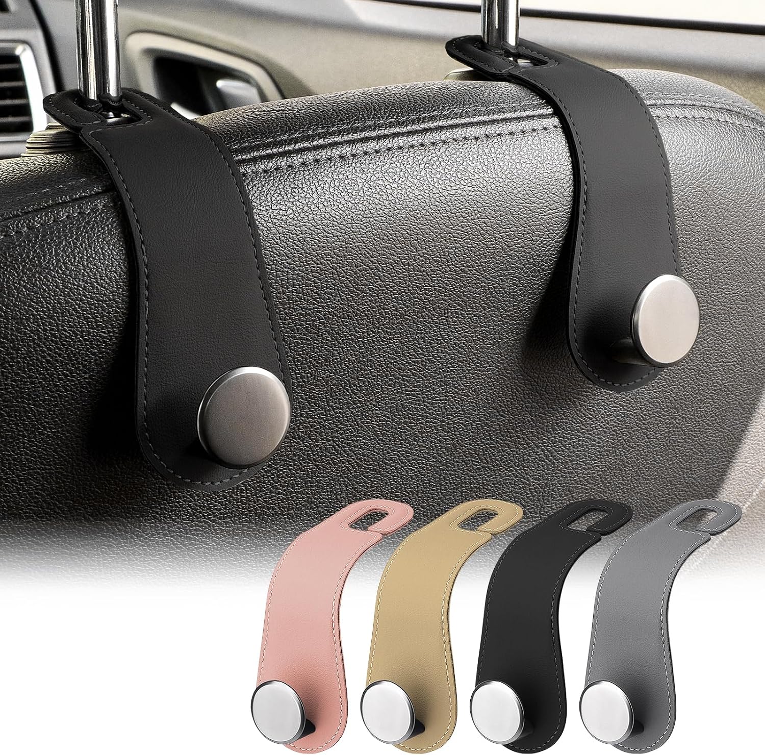 Black Leather Alloy Storage Hanger Set, 2-Pack