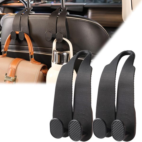 Silicone Car Seat-Back Storage Hook Set, Black, 2-Pack