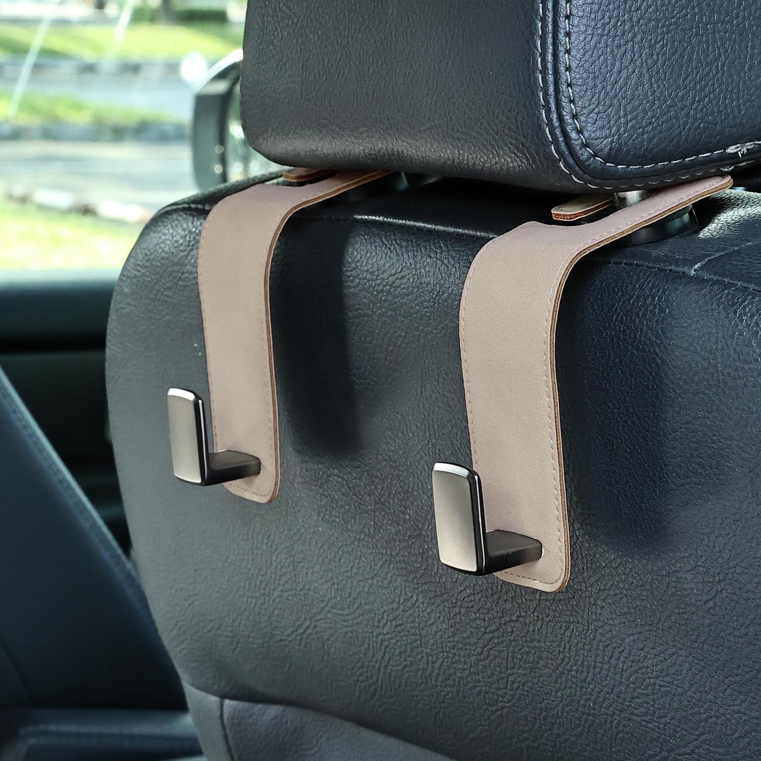 Suede Metal Car Headrest Hanger Set for Bags
